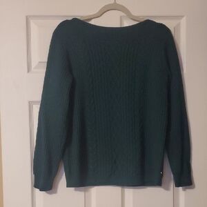 Tommy Hilfiger Green Cable Knit Sweater Women's Size Medium Womens M
